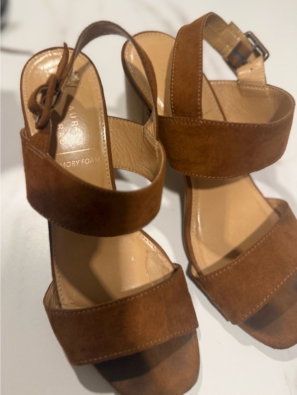 LC Lauren Conrad Brown Suede Block Heel Sandals